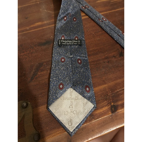 Christian Dior Vintage Blue/Red Tie Medallion pattern - Picture 4 of 6